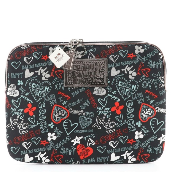 Coach Poppy Laptop Sleeve F60788 in Graffiti Print Canvas with Tag - Picture 1 of 4